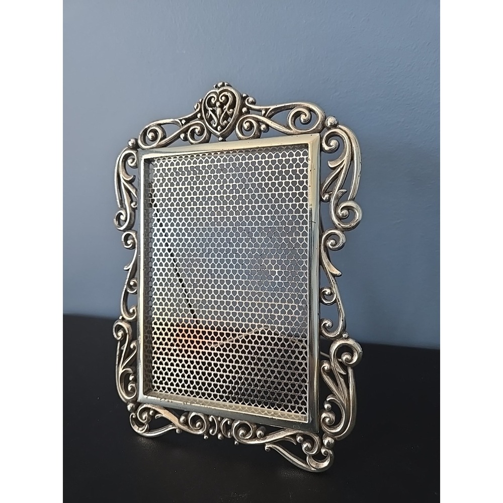 Brighton silver tone metal ornate tabletop Photo picture Frame Or Earring Stand